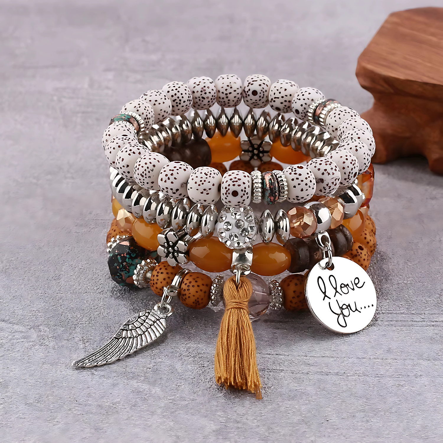 4pcs/set Boho Multilayer Bead Bracelet Set - Gummia